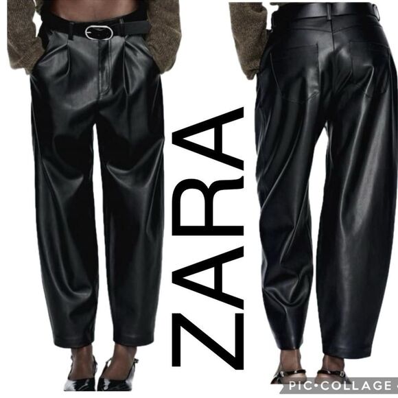 Zara Pants - ZARA, faux leather cargo pants, size 36/4 US.